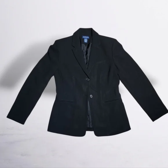 Ann Taylor Black Two-Button Blazer β Size 6 β Subtle Sheen Finish - Picture 1 of 5